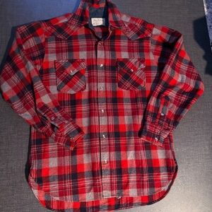 Pendleton Red and Gray Plaid Button Down Shirt